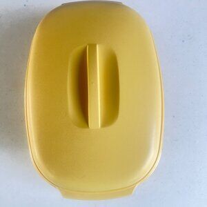 Vtg Tupperware 4Pc Microwave Steamer Strainer HarvestGold Bowl Set Divider & Lid
